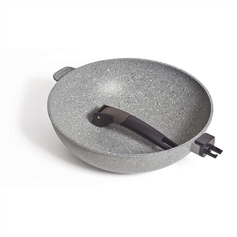 Greystone | Campfire Compact Deep Frypan. Handle detached and in pan