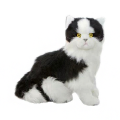 Black White | Bocchetta Sitting Piebald Cat Plush Toy - Angus