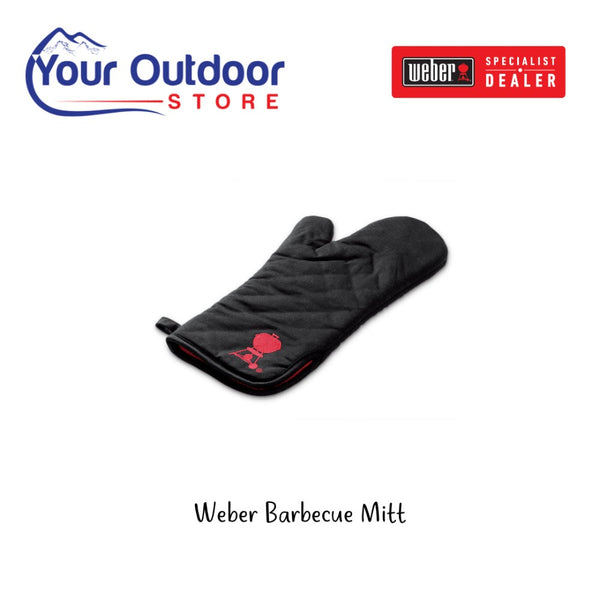 Black | Weber Barbecue Mitt. Hero with Logos and Title