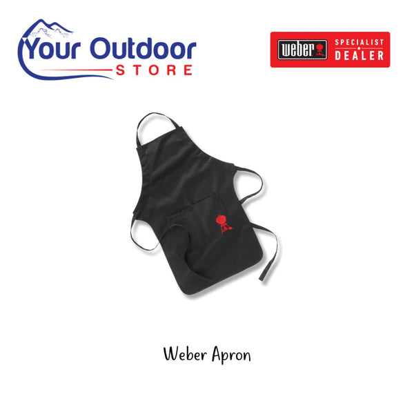 Black | Weber Black Apron. Hero Image with Logos and Title