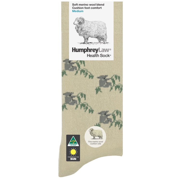 Bone Koala | HumphreyLaw Fine Merino Wool Cushion Sole Tourist Health Sock