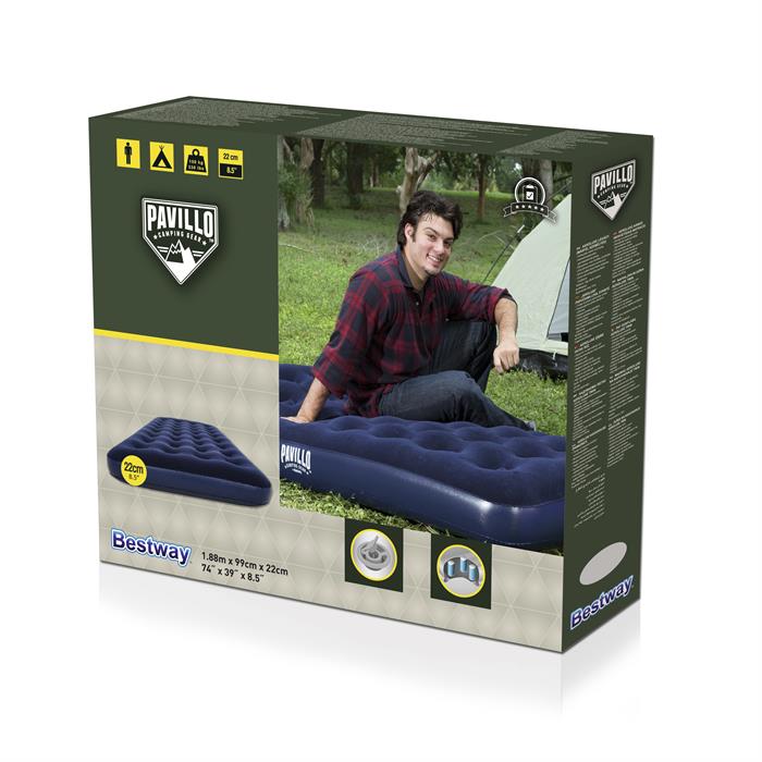 Blue | Bestway Pavillo Single Airbed. Shown in Packaging.