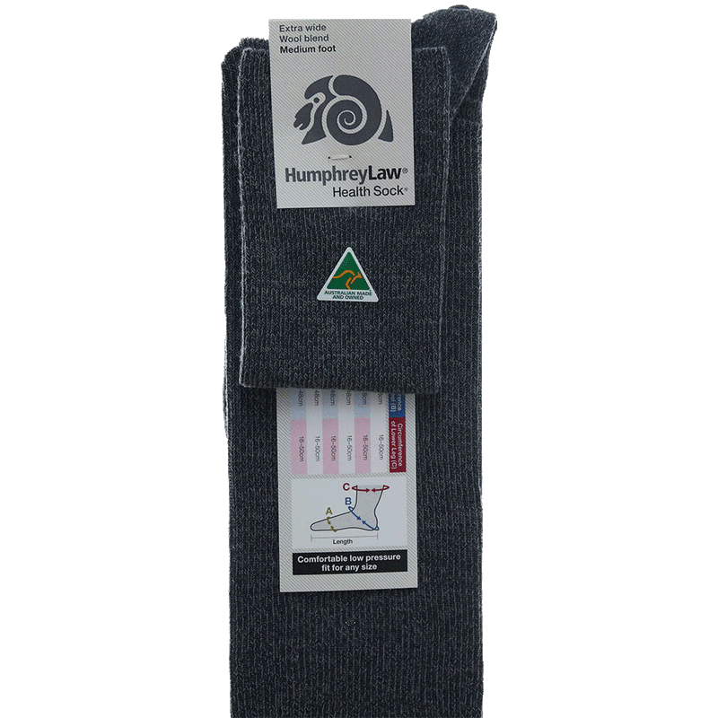 Scots Grey | HumphreyLaw Extra Wide Wool / Nylon Health Sock