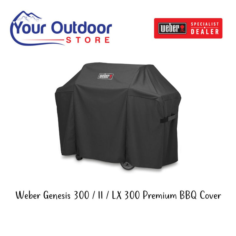 Weber Genesis 300 / II / LX 300 Premium Barbecue Cover-7131. Hero image with title and logos
