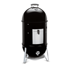 Black | Weber Smokey Mountain Cooker 47cm front view angled to the right