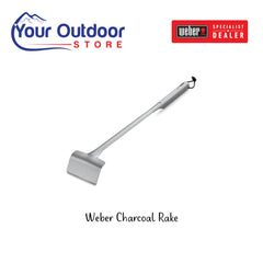 Stainless Steel | Weber Charcoal Rake. Hero image with logos and title
