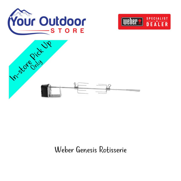 Weber Genesis II/ Genesis II LX 200/300 Series Rotisserie. Hero image with logos and title