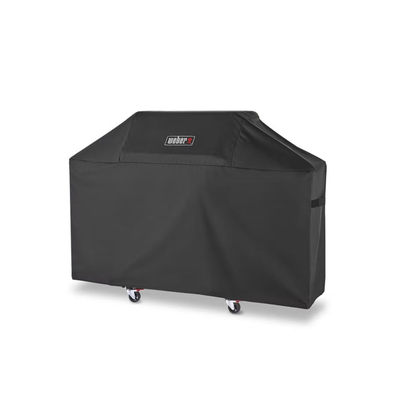 Weber BBQ Cover Angled View Showing Fastening Straps.