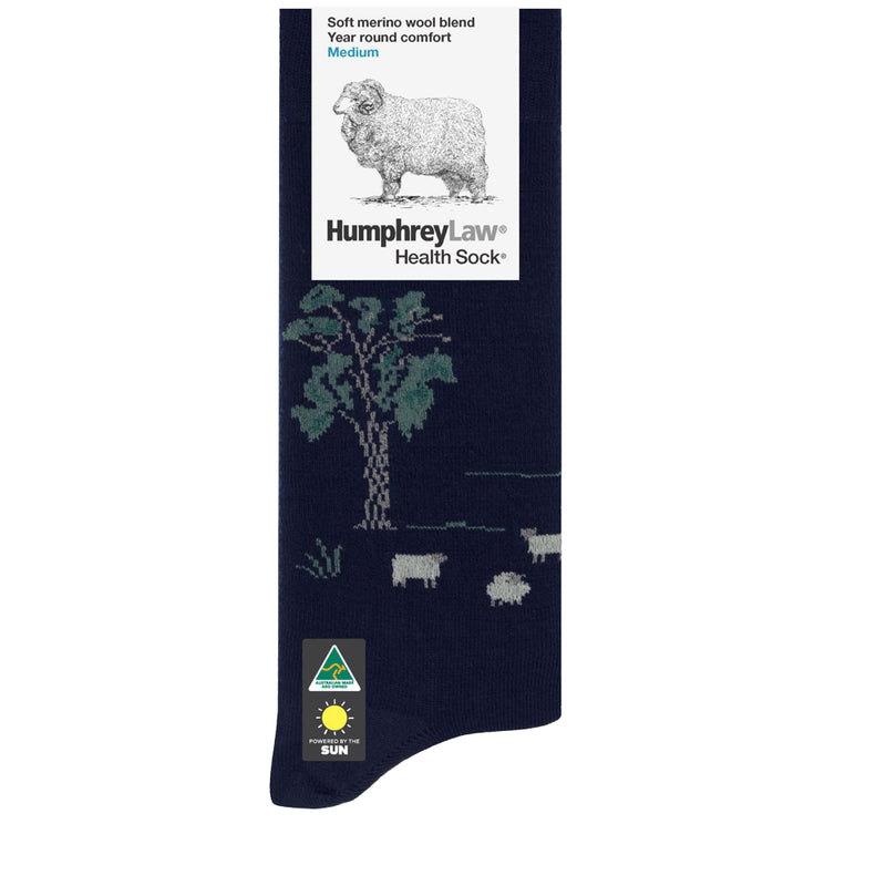 Navy Sheep | HumphreyLaw Soft Merino Wool Blend Year Round Comfort Tourist Health Sock