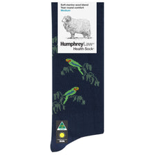 Dark Blue Parrot | HumphreyLaw Soft Merino Wool Blend Year Round Comfort Health Sock