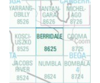 Berridale (NSW) 8625 Topographic Map 1 100,000 Scale