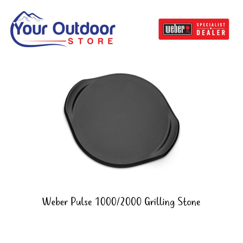 Weber Pulse 1000/2000 Series Grilling Stone. Hero Image with title and logos