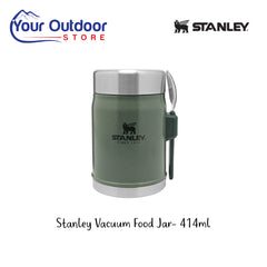 Green | Stanley Vacuum Food Jar 414ml. Hero with logos