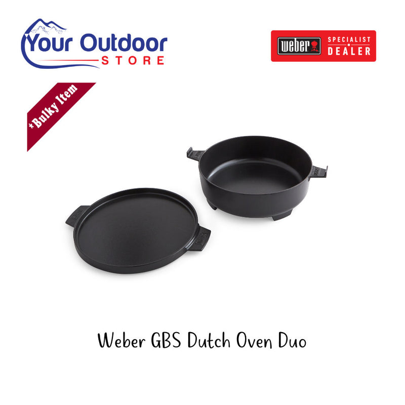 Weber Dutch Oven Duo. Hero image with title and logos