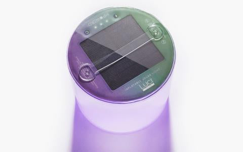 Multi | Top of lantern showing controls, solar panel and handle
