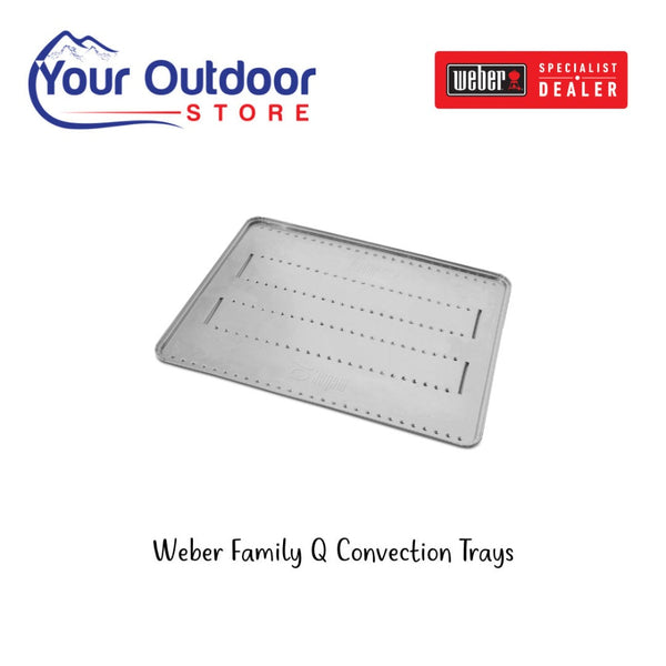 Weber Family Q Convection Tray 10 Pack. Hero image with title and logos