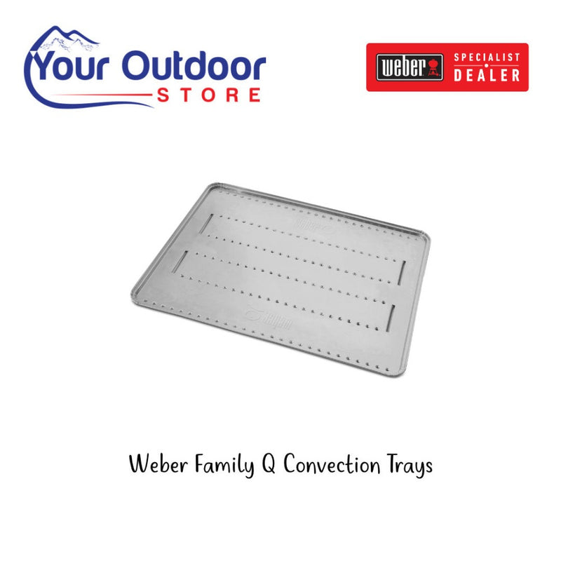 Weber Family Q Convection Tray 10 Pack. Hero image with title and logos