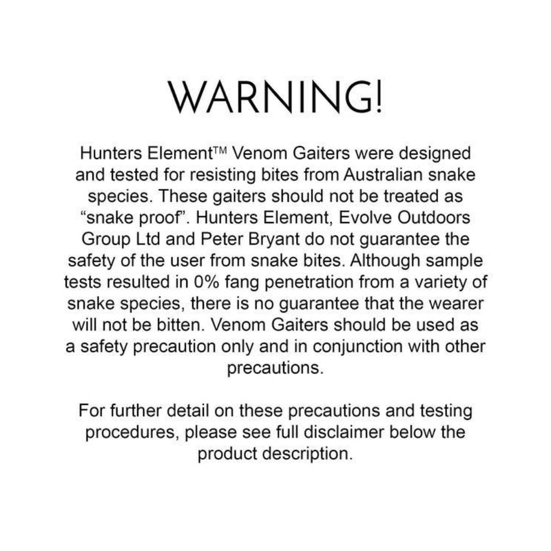 Slate | Hunters Element Venom Gaiters Warning.
