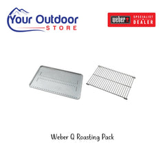 Silver | Weber Q Roasting Pack. Hero image with title and logos