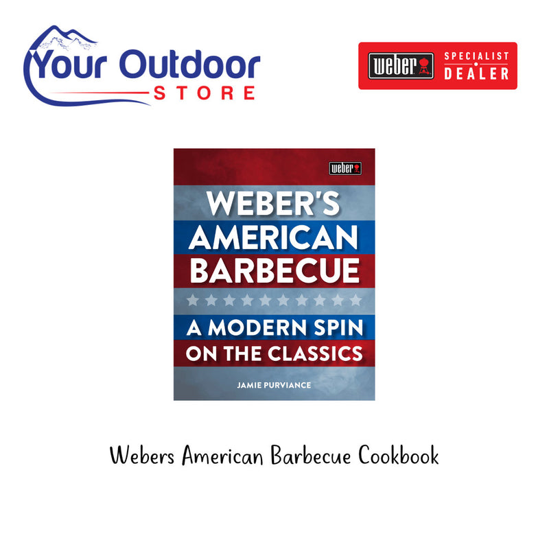 Webers American Barbecue Cookbook. Hero image with title and logos
