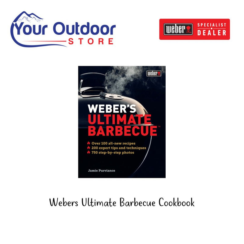 Black | Webers Ultimate Barbecue Cookbook. Hero image with title and logos