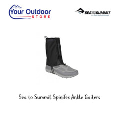 Sea To Summit Spinifex Ankle Gaiters. Hero image with title and logos