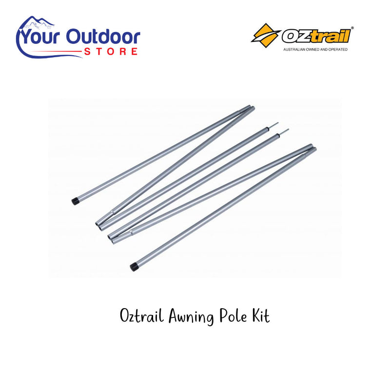 Oztrail Awning Pole Kit. Hero image with title and logos