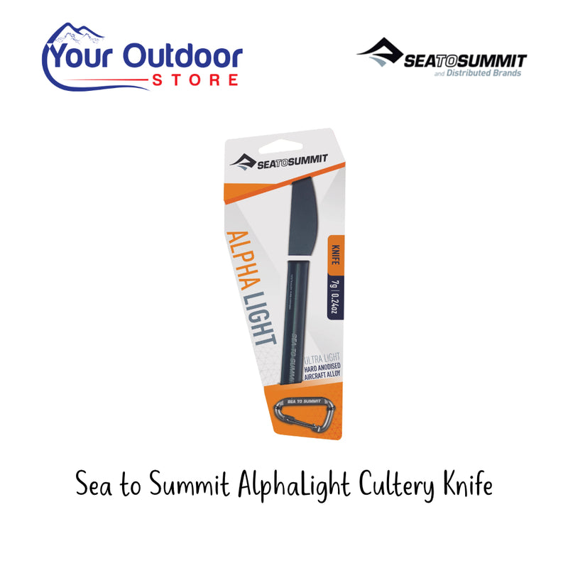 Sea to Summit AlphaLight Cultery Knife. Hero Image Showing Logos and Title.