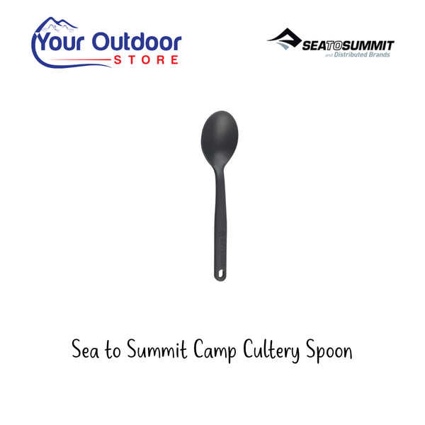 Sea To Summit Camp Cutlery Spoon. Hero Image Showing Logos and Title.