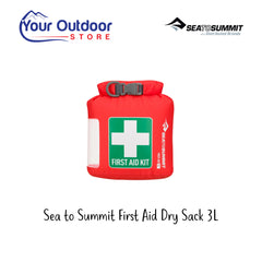 Sea to Summit First Aid Dry Sack 3L. Hero Image Showing Logos and Title.