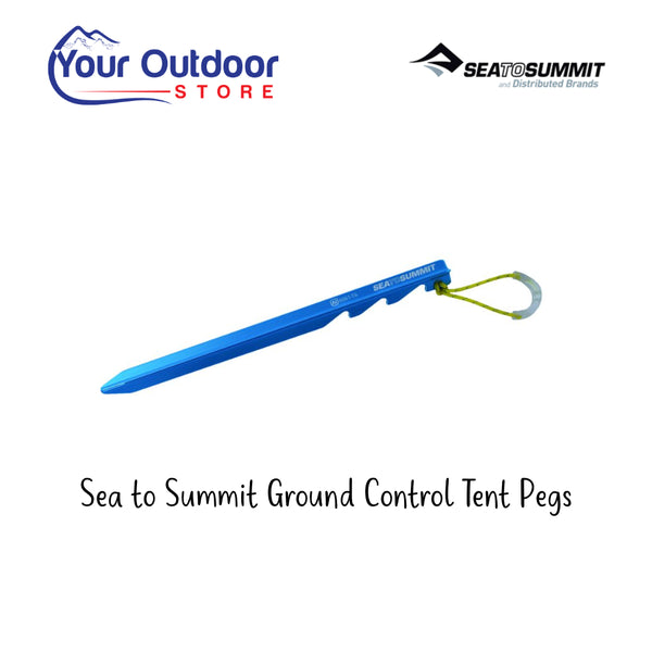Sea to Summit Ground Control Tent Pegs. Hero Image Showing Logos and Title.