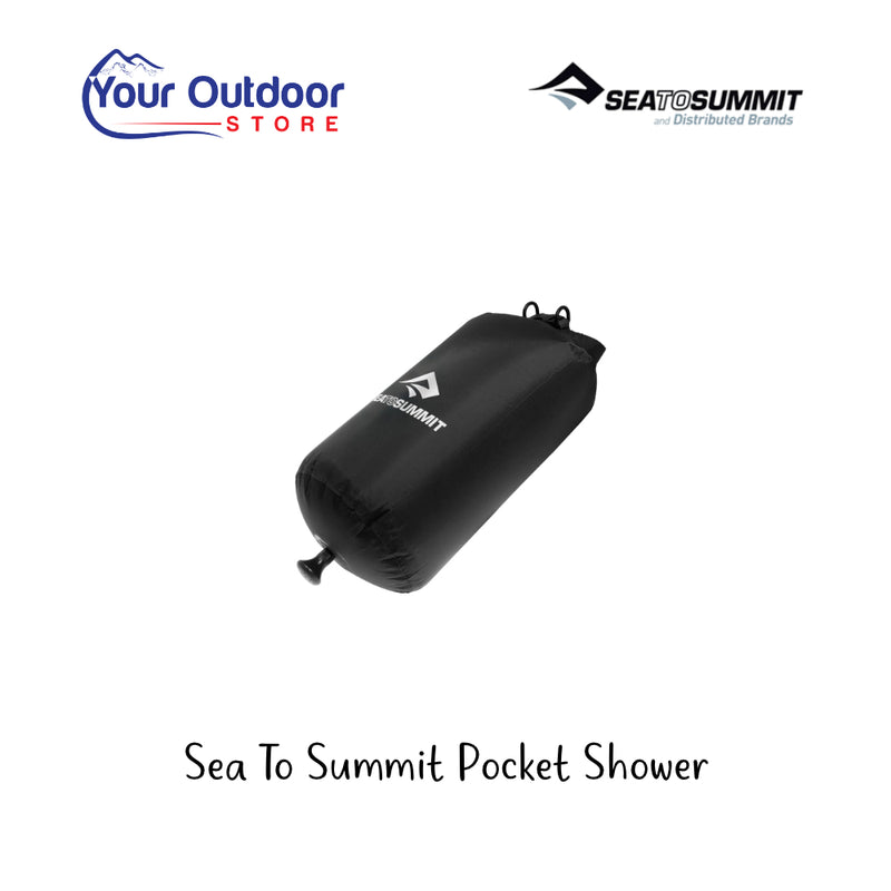 Sea To Summit Pocket Shower. Hero image with title and logos