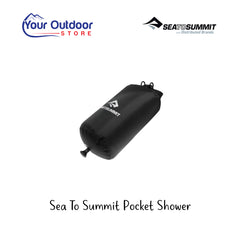 Sea To Summit Pocket Shower. Hero image with title and logos
