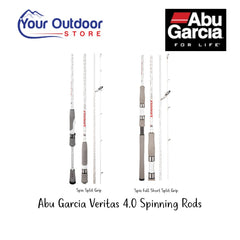 Abu Garcia Veritas 4.0 Spinning Rod. Hero Image showing both the Spin Split Grip and the Spin Full Short Split Grip