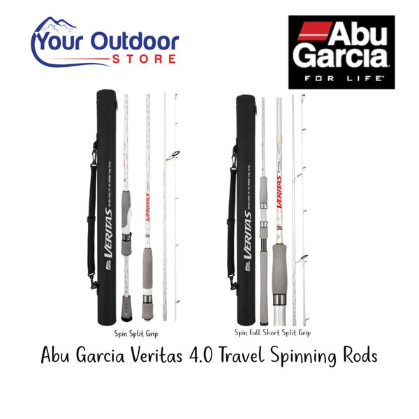 Abu Garcia Veritas 4.0 Traveller Rod. Hero image with title and logos