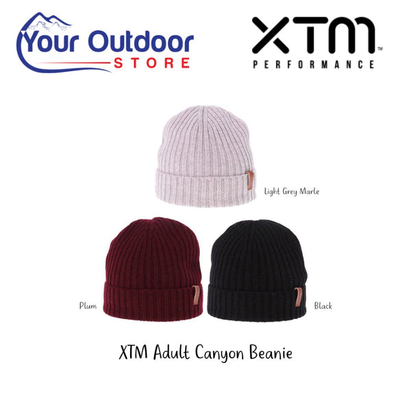 XTM Adult Canyon Beanie. Hero image with title and logos