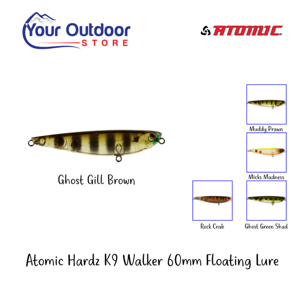 Ghost Gill Brown | Atomic Hardz K9 Walker 60 Floating Lure. Hero