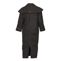 Brown | Burke & Wills Balranald Full Length Oilskin Coat. Back View. Your Outdoor Store