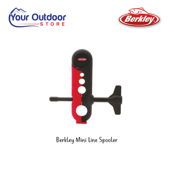 Berkley Mini Line Spooler. Hero image with title and logos