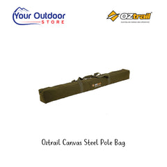 Oztrail Steel Pole Storage Bag. Hero image with title and logos