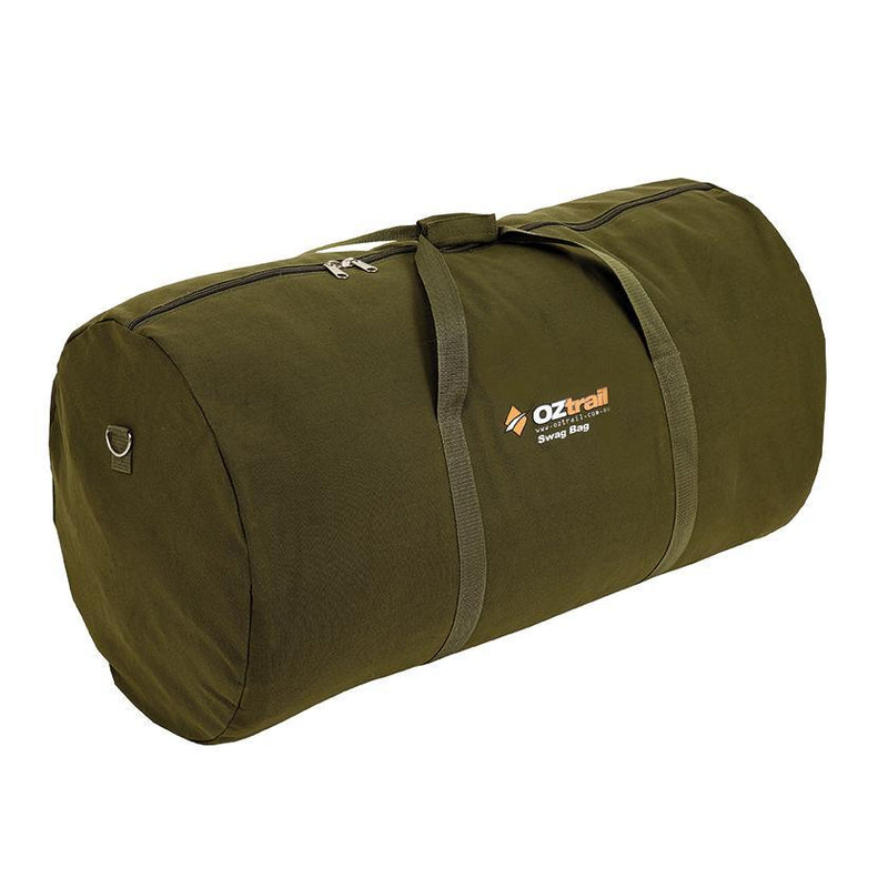 Oztrail canvas double swag bag. Canvas storage bag full and zipped