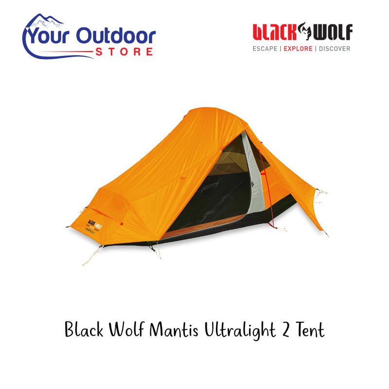 Black Wolf Mantis Ultralight 2 Person Tent. Hero image with title and logos