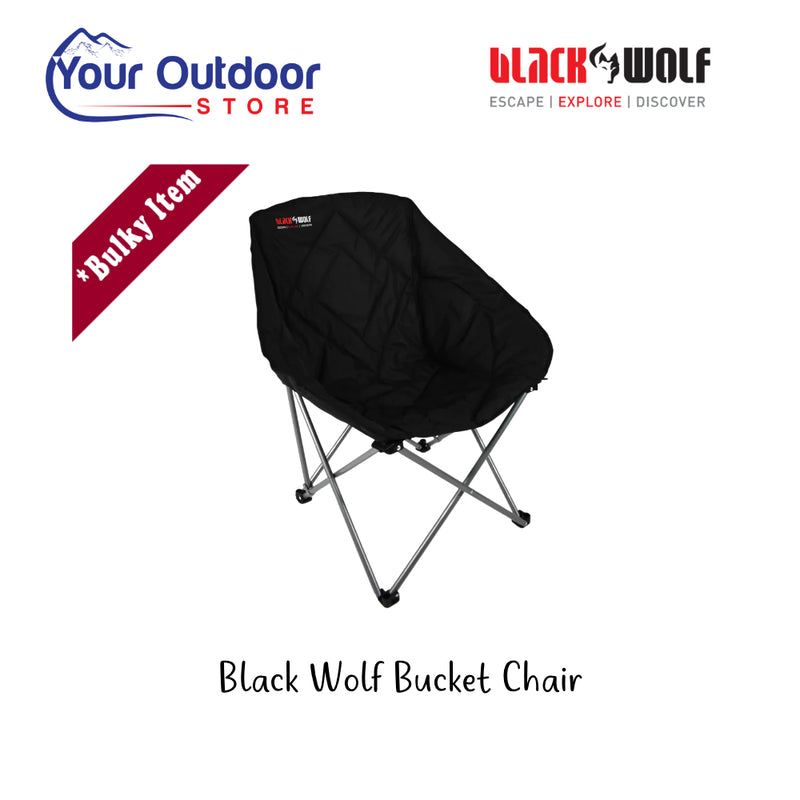 Black Wolf Bucket Chair. Hero image with title and logos