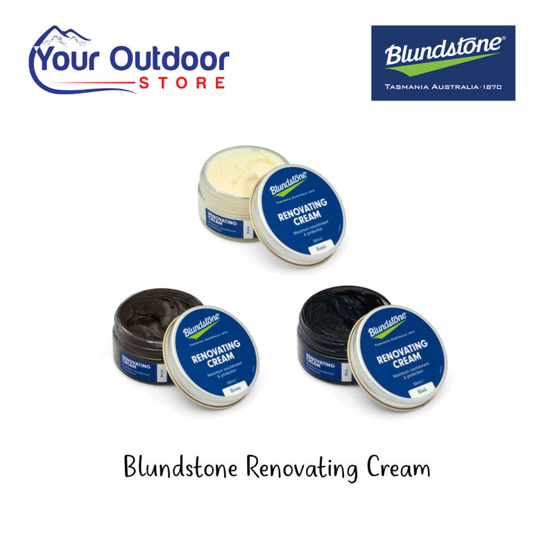 Blundstone Renovating Cream. Hero image with title and logos