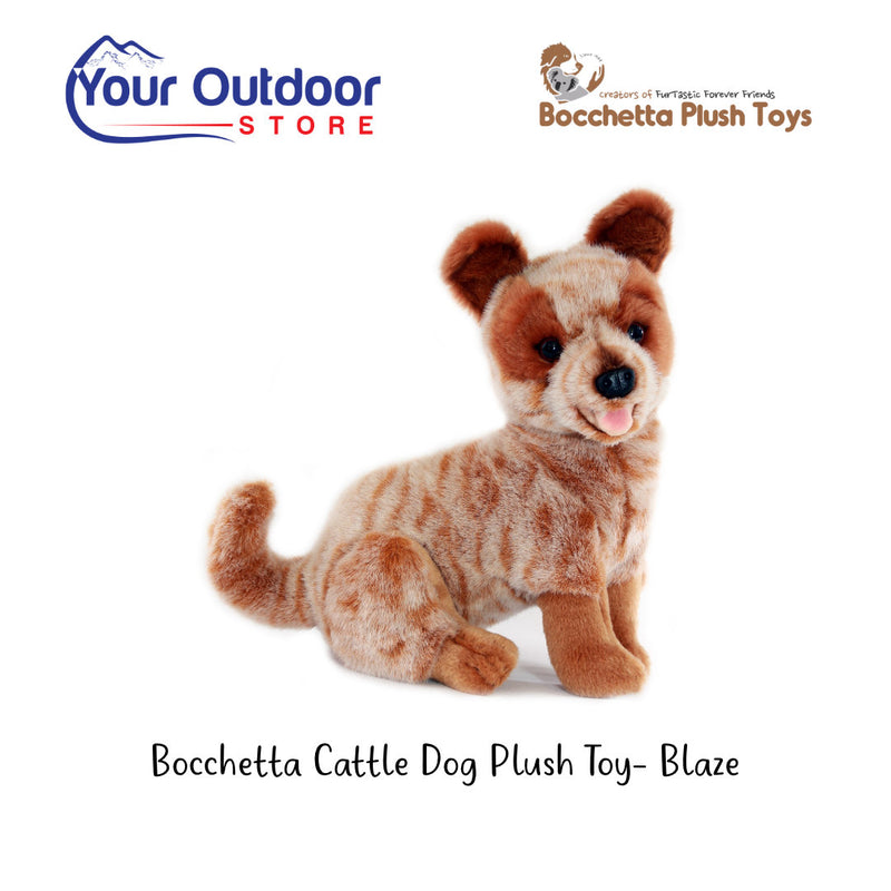 Red | Bocchetta Sitting Cattle Dog Plush Toy - Blaze. Hero image with title and logos