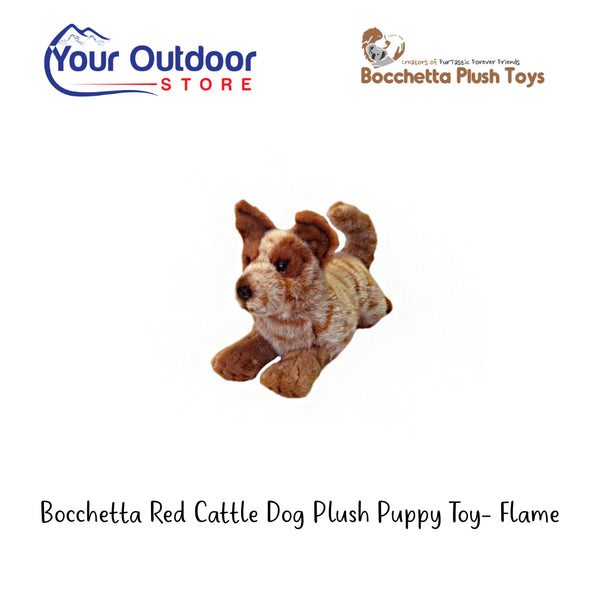 Cattle Dog | Bocchetta Red Cattle Dog Plush Puppy Toy- Flame. Hero image with title and logos