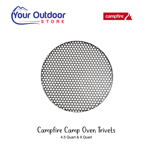 Campfire Camp Oven Trivet. Hero image with title and logos