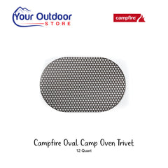 Campfire Camp Oven Oval Trivet. Hero image with title and logos