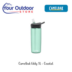 Camelbak Eddy 1L - Coastal Colour. Hero Image Showing Logos and Title. 