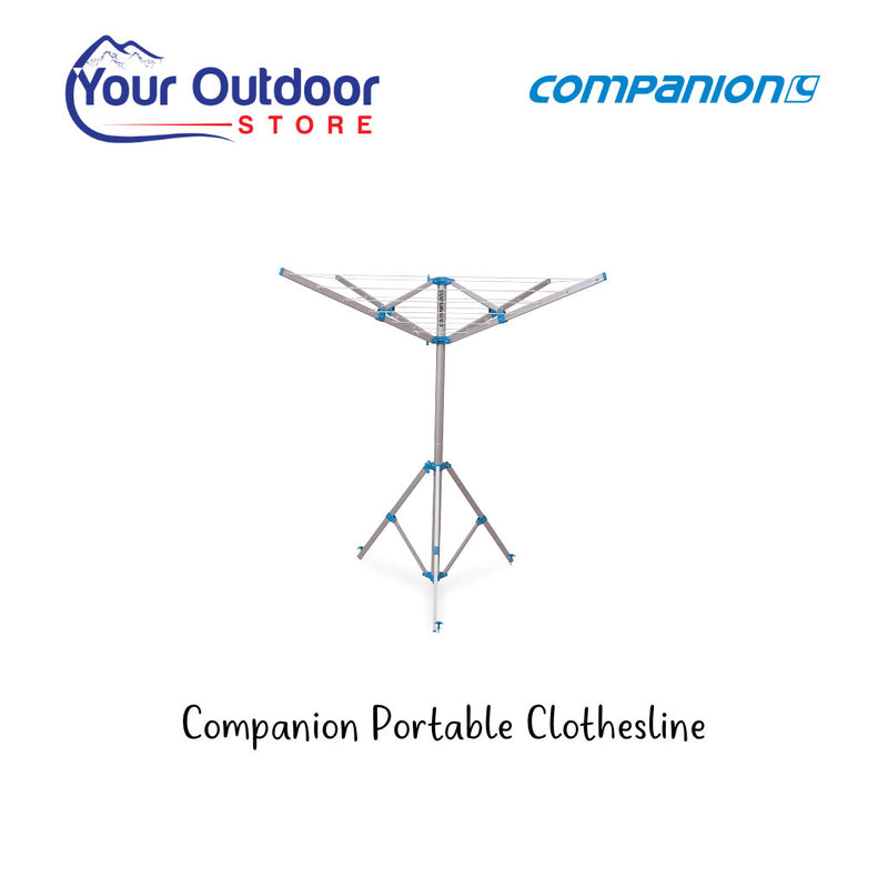 Companion Portable Clothes Line. Hero image with title and logos